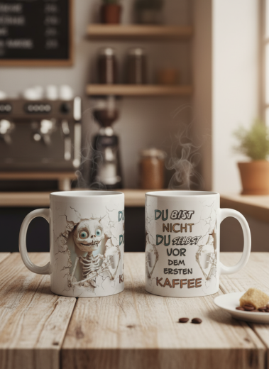 Du bist nicht du selbst vor dem ersten Kaffee Skelett-Becher
