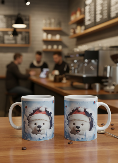 Süße Eisbär-Tasse im Weihnachts-Look