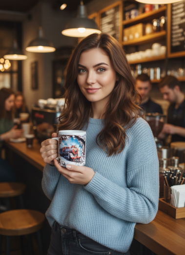 3D-Effekt Tasse Dampflokomotive – Durchbruch-Design
