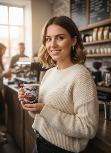 Effekt Tasse Roter Oldtimer Truck – Vintage Pickup Kaffeebecher