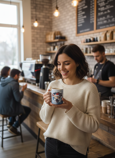 Weihnachtsbecher „Fröhliches Rentier“