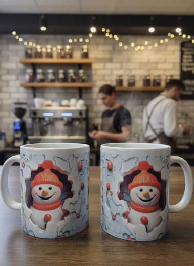 Winterlicher Schneemann-Becher mit 3D-Effekt