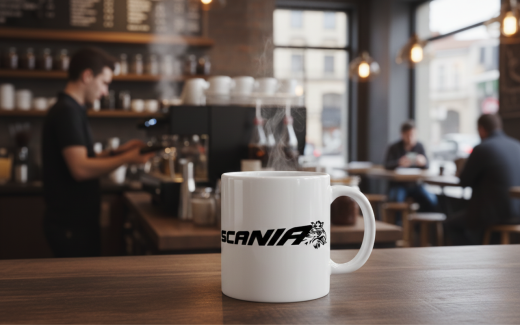 Scania Kaffeebecher mit Logo & Greif