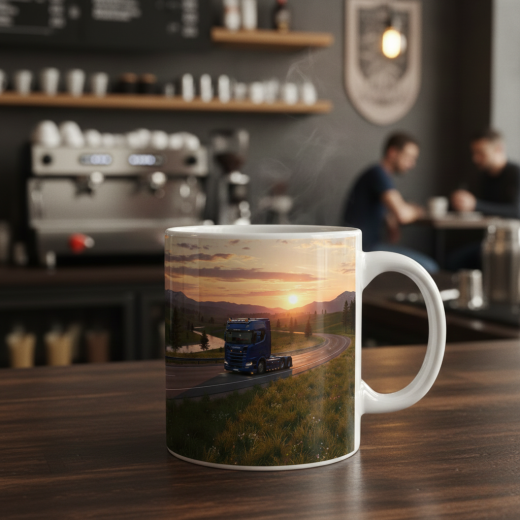 Personalisierte Fototasse „Freiheit auf Achse“