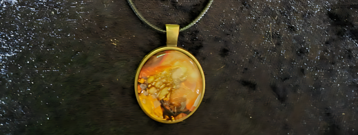 Acryl Pouring Schmuckanhänger – Glas-Metall Ausführung