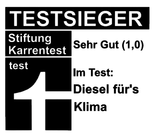 Autoaufkleber „Stiftung Karrentest – Bestnote 1 im Test V8/Diesel fürs Klima“ | Witzige Auto Deko