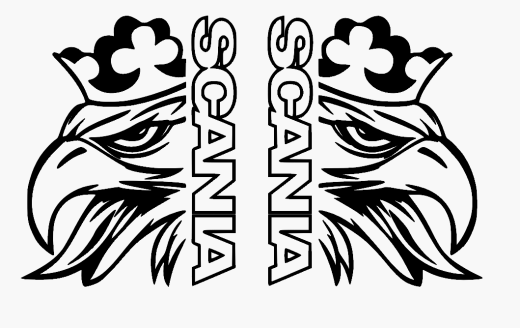 Scania Aufkleber mit Greifkopf & senkrechtem Schriftzug | Lkw-Dekor