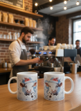 Süße Weihnachts-Kuh Tasse – Keramikbecher mit Nikolausmütze