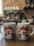 Weihnachtstasse Pinguin | Effekt Becher mit Weihnachtsmütze
