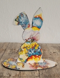 Dekorationen: Osterdekoration Hase in Acryl Pouring