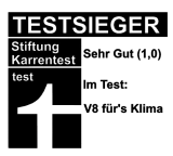 Autoaufkleber „Stiftung Karrentest – Bestnote 1 im Test V8/Diesel fürs Klima“ | Witzige Auto Deko