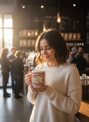 Kaffeebecher „Love & Coffee“ – Retro Puffy Design