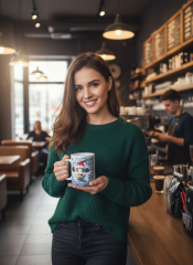 Weihnachts-Tasse Fröhliches Kälbchen im Eis