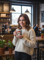 Weihnachtstasse Pinguin | Effekt Becher mit Weihnachtsmütze