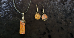 Schmuck-Set „Feuerstein Eleganz“ – Anhänger & Ohrringe