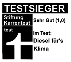 Autoaufkleber „Stiftung Karrentest – Bestnote 1 im Test V8/Diesel fürs Klima“ | Witzige Auto Deko