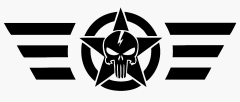 US Airborne Skull Star Aufkleber – Militär Design mit Totenkopf & Flügeln